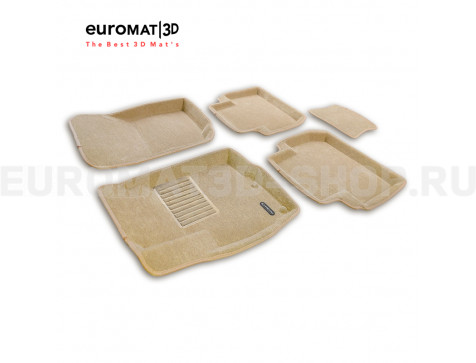 Текстильные 3D коврики Euromat3D Business в салон для Peugeot 4007 № EMC3D-003609T Бежевые
